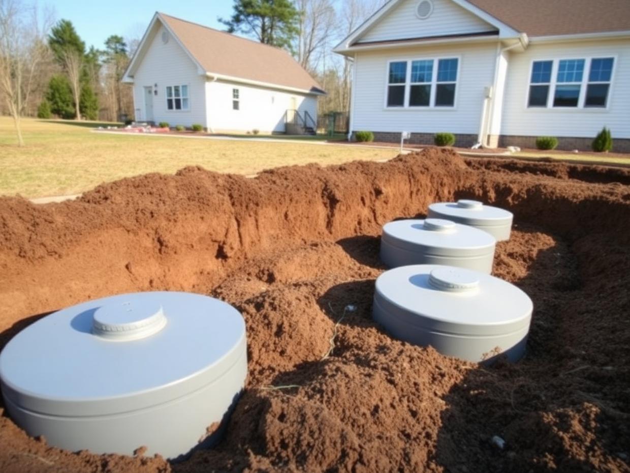 Servicing septic system risers on a completed Kingston-area job.