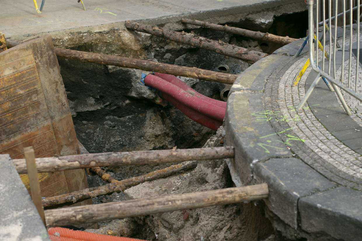 Septic Repair project in Saugerties, NY — Open excavation shored for underground work